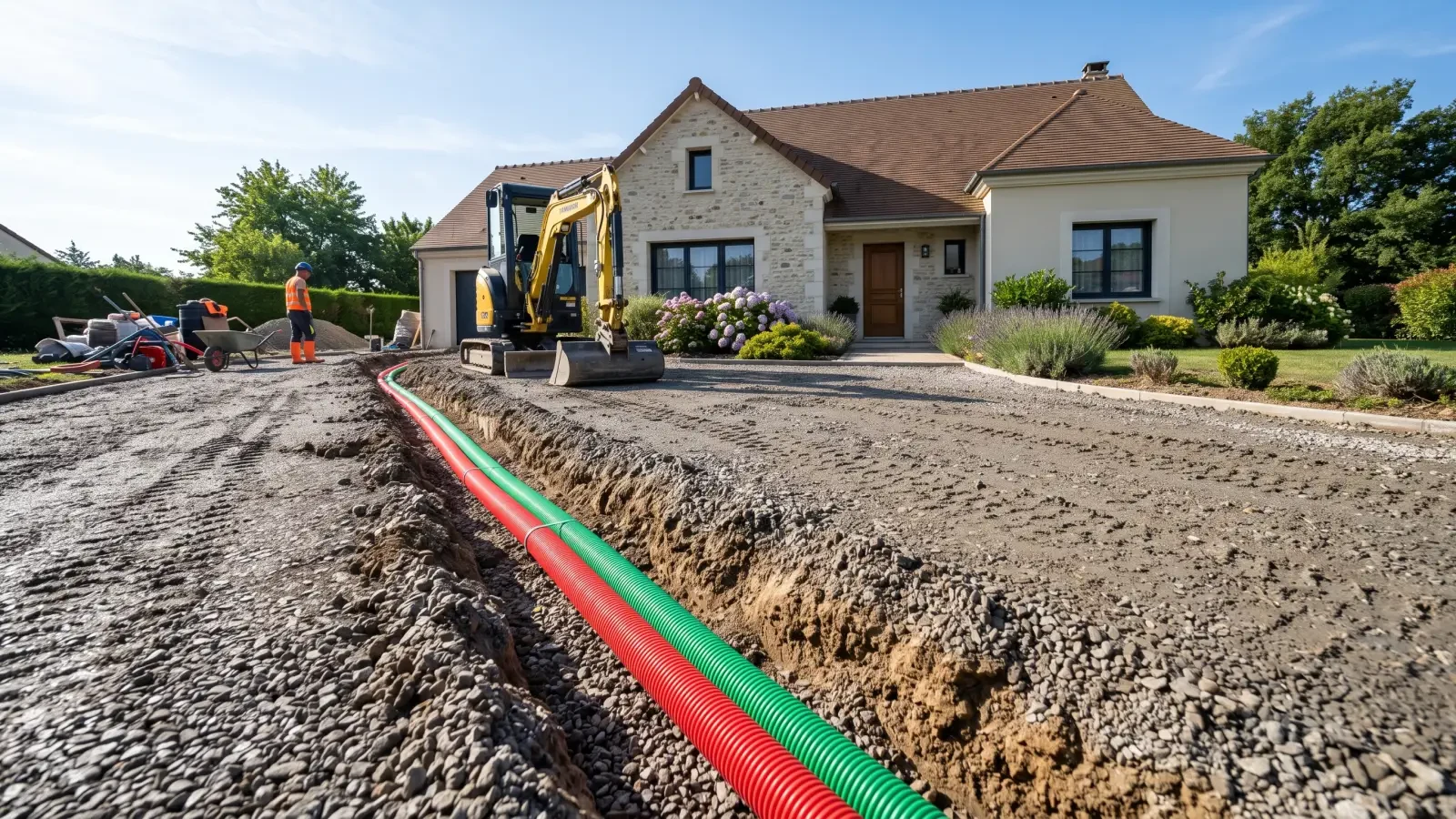 Pourquoi prévoir les fourreaux électriques et télécom avant de refaire une cour ?